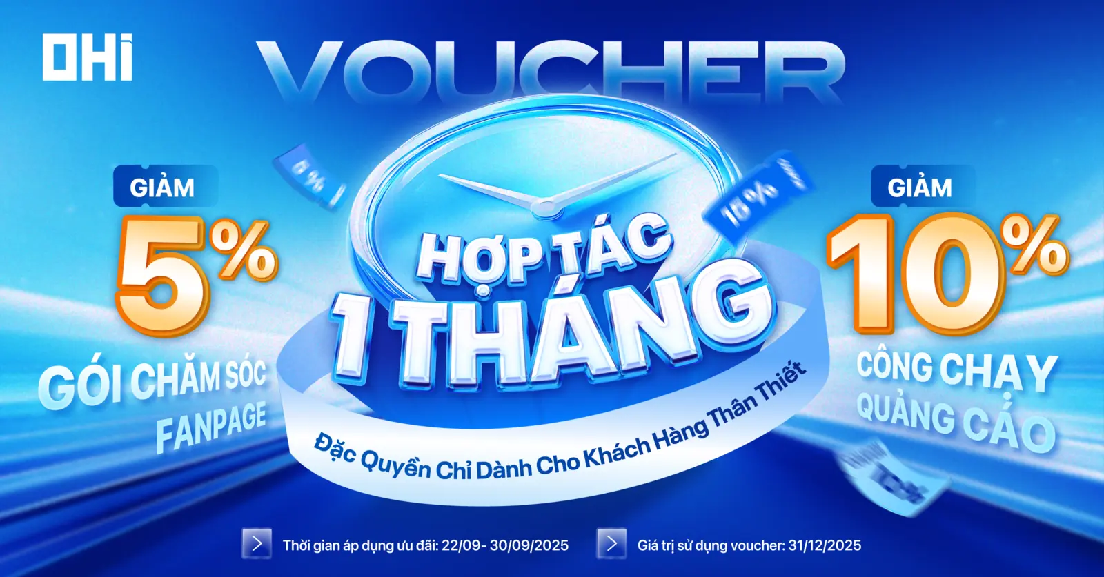HỢP TÁC 1 THÁNG - GIẢM 5% ĐẶC QUYỀN DÀNH RIÊNG CHO KHÁCH HÀNG THÂN THIẾT